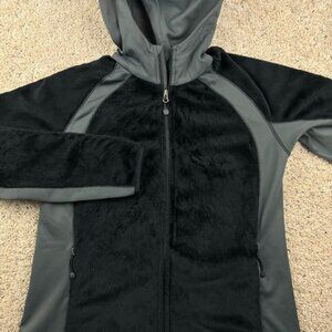 Eddie Bauer Black Plush Fuzzy Jacket Size XL Zip Up Hoodie Super Soft Unisex